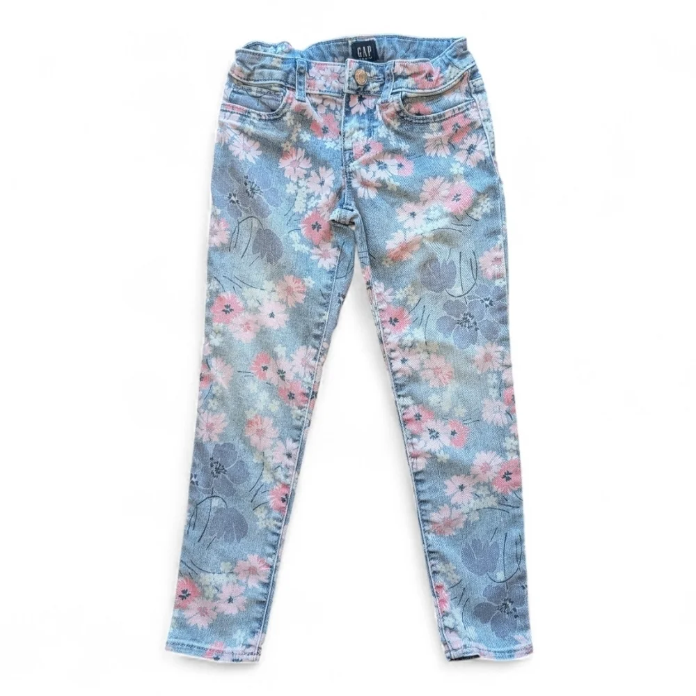 GAP Jeans Girl's Floral Print Skinny Jeans Cotton Casual Size 6